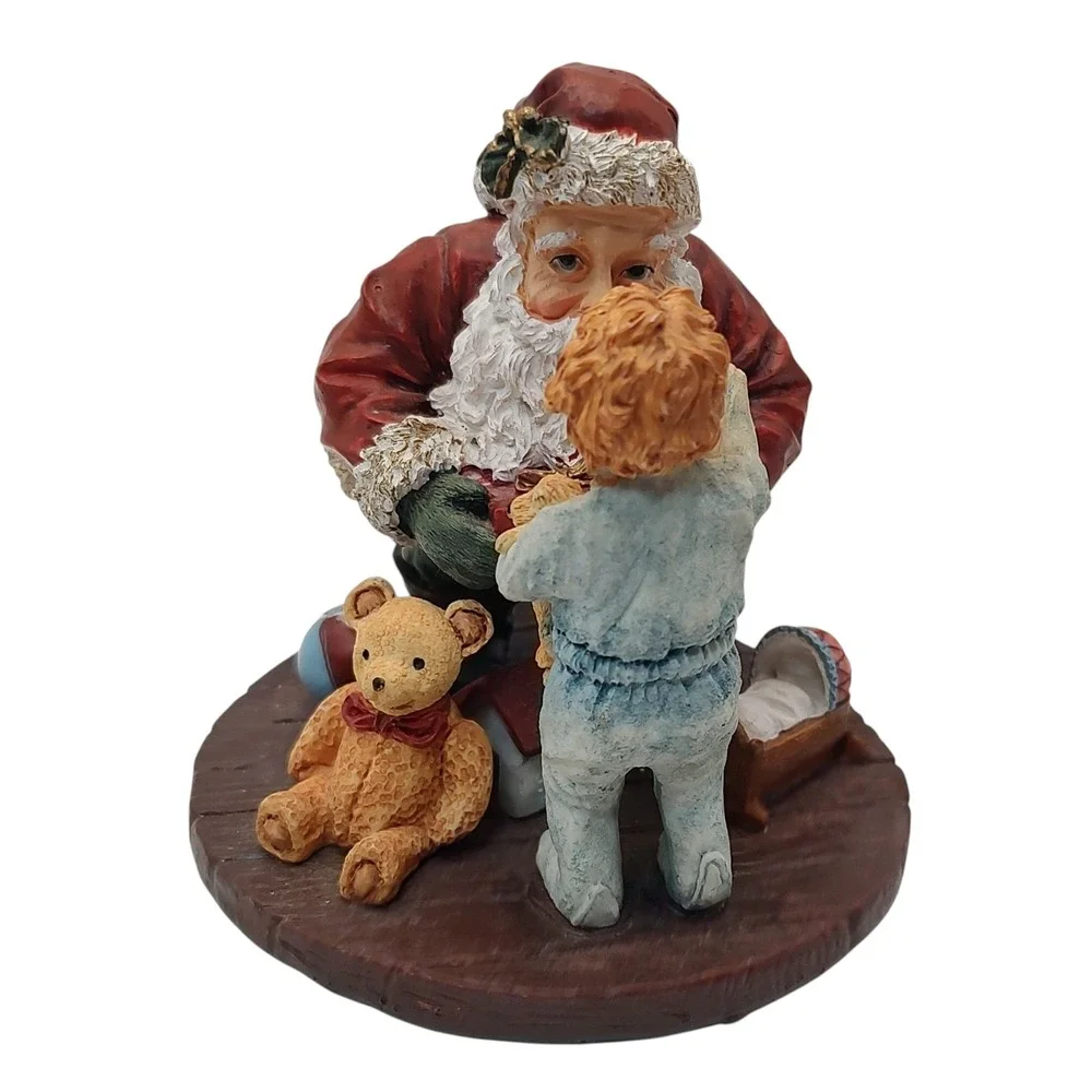 Winterland Collection Christmas Figurine Santa with Boy and Bear Resin‎ 1997
